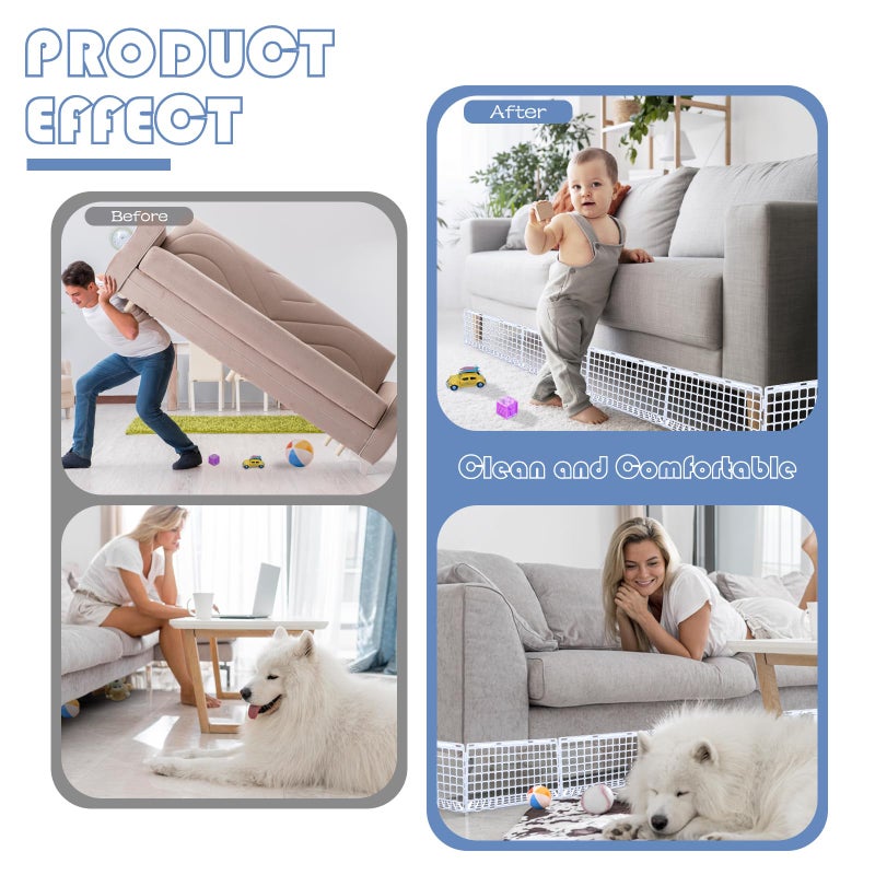 Aifong 12 Pcs Under Couch Blocker for Bed Adjustable Furniture Plastic Under Bed Blocker with 30 Ties White Couch Barriers for Dogs Pets Cats (Style3) - Image 5